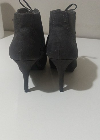 graceland marka Gri Süet Bağcıklı Kadın Dolgu Topuk Bot - Görsel 3