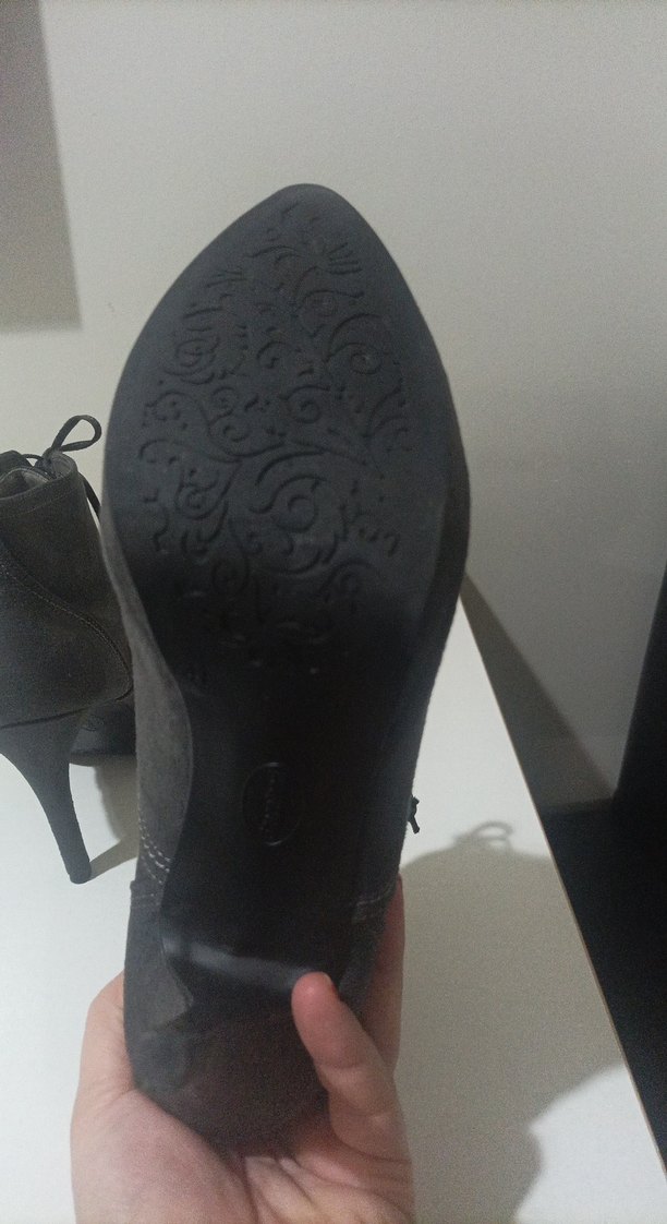 graceland marka Gri Süet Bağcıklı Kadın Dolgu Topuk Bot - Görsel 4