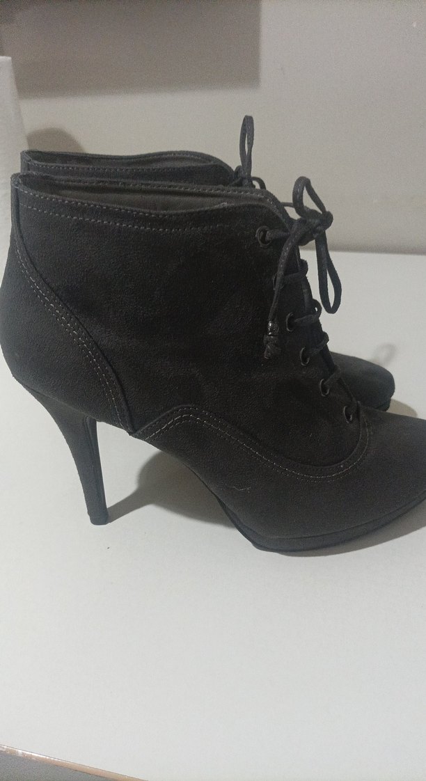 graceland marka Gri Süet Bağcıklı Kadın Dolgu Topuk Bot - Görsel 2