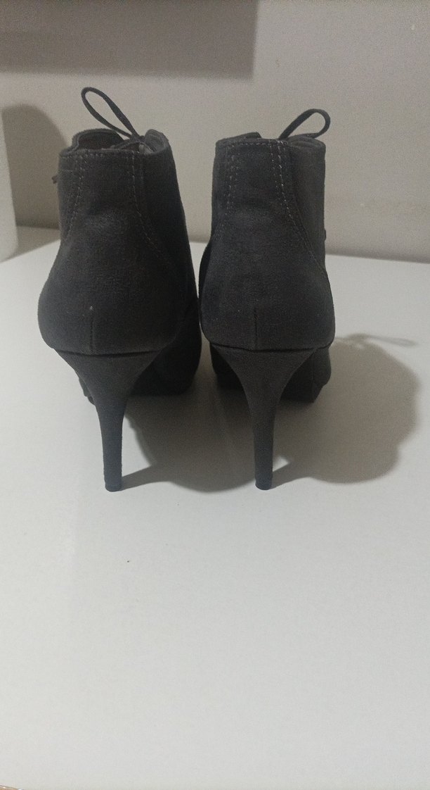 graceland marka Gri Süet Bağcıklı Kadın Dolgu Topuk Bot - Görsel 3