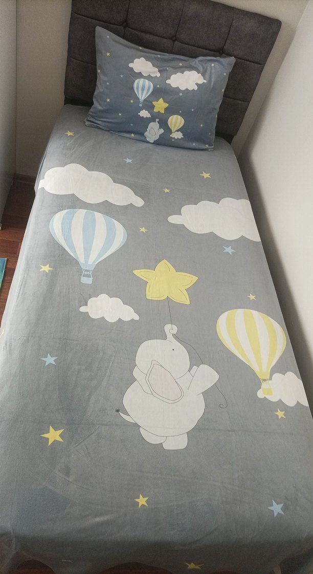Gri Baskılı Çocuk  Yatak Örtüsü - Görsel 4