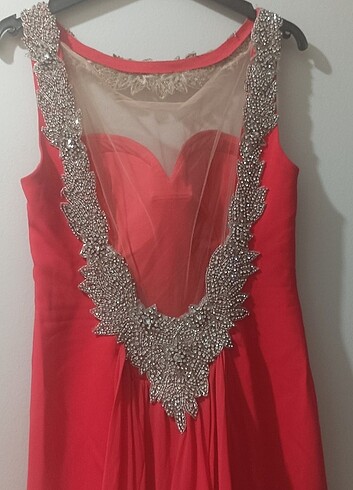 Uzun gece elbisesi nar çiçeği - Görsel 5