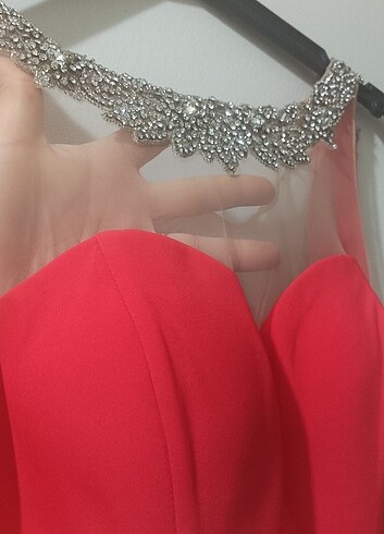 Uzun gece elbisesi nar çiçeği - Görsel 6