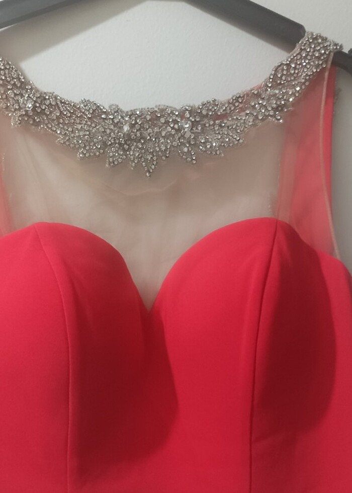 Uzun gece elbisesi nar çiçeği  - Görsel 2