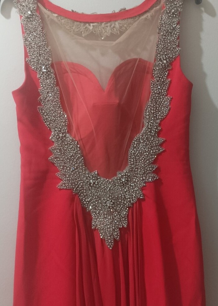 Uzun gece elbisesi nar çiçeği  - Görsel 3