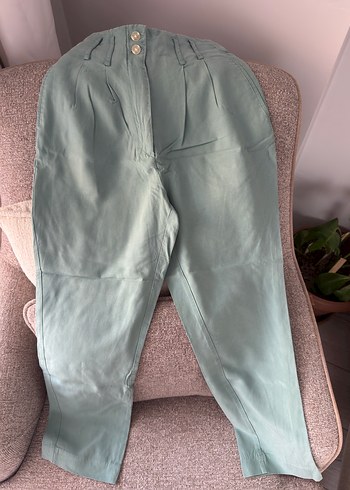 Mango Mint Yesili Yuksek Bel Rahat Pantolon