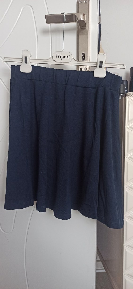 Lacivert Pilili Midi Etek - Görsel 3