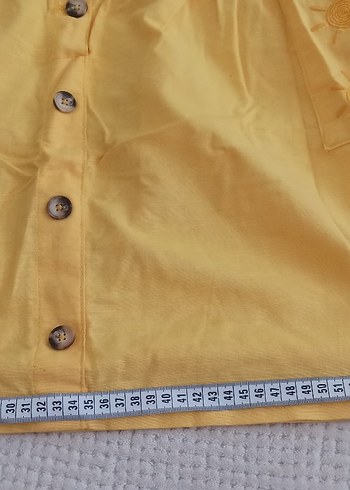 Nakışlı Düğmeli Sarı Kız Çocuk Etek - Görsel 7