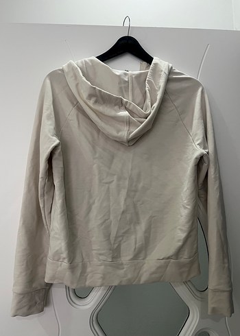 Defacto fit Kadın Beyaz Fermuarlı Kapüşonlu Sweatshirt - Görsel 4