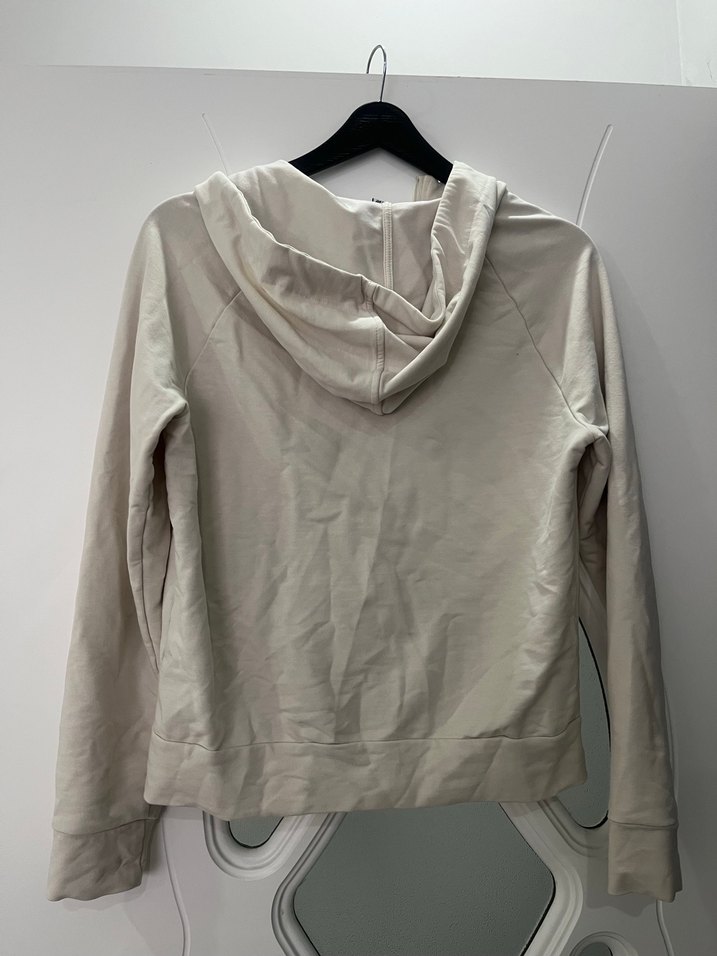 Defacto fit Kadın Beyaz Fermuarlı Kapüşonlu Sweatshirt - Görsel 4