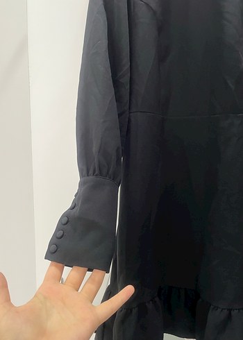 Trendyol Uzun Kollu Siyah Midi Elbise - Görsel 4