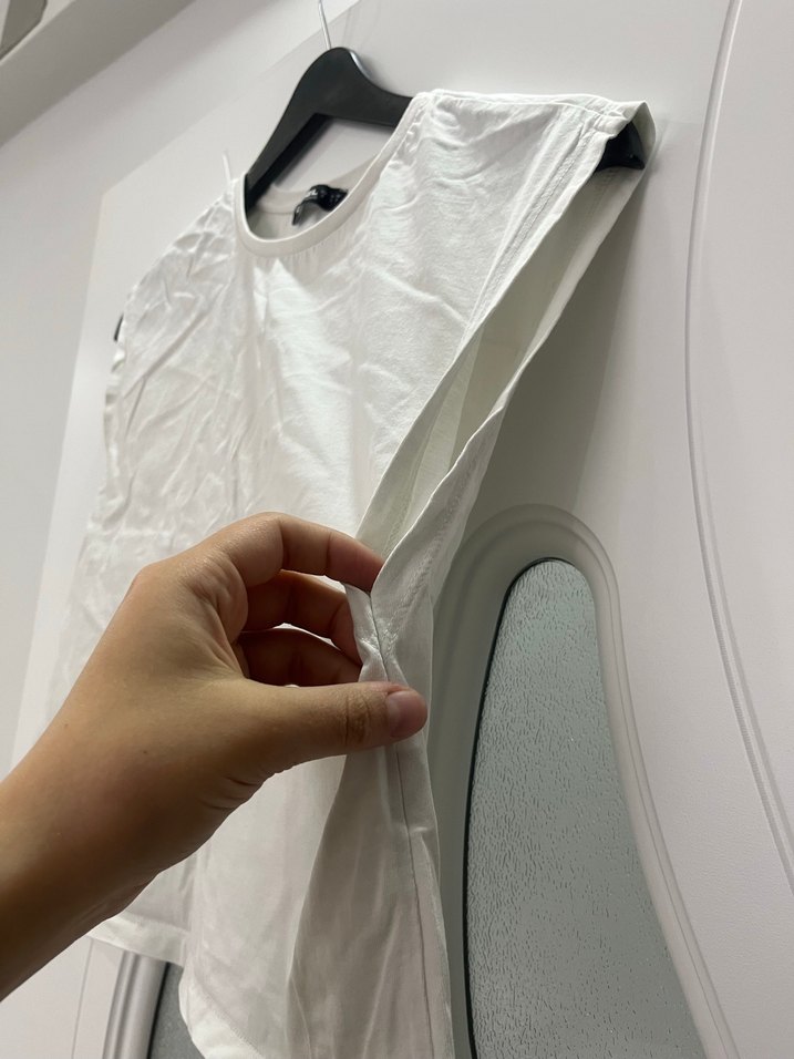 Defacto Kadın Beyaz Kolsuz Keten Tişört - Görsel 3