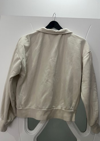 Bej Yarım Fermuarlı Yüksek Yakalı Sweatshirt - Görsel 5