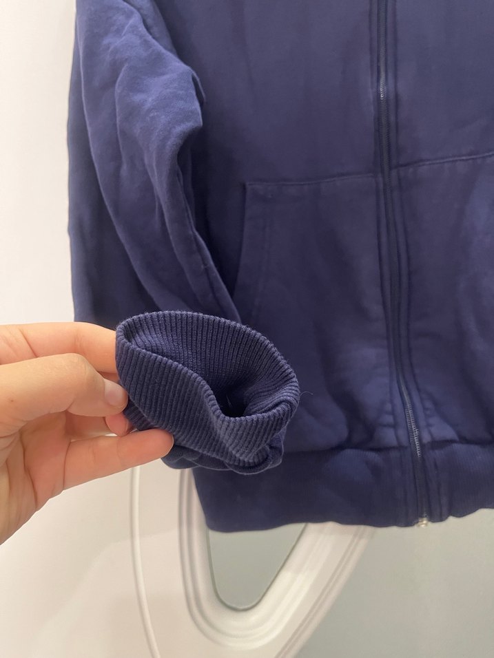 Kadın Lacivert Fermuarlı Sweatshirt - Görsel 4