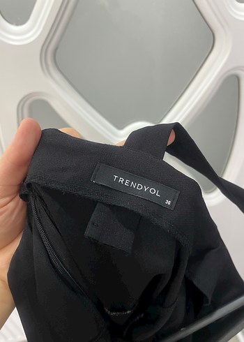 Trendyol Siyah Parıltılı Midi Straplez Elbise - Görsel 5