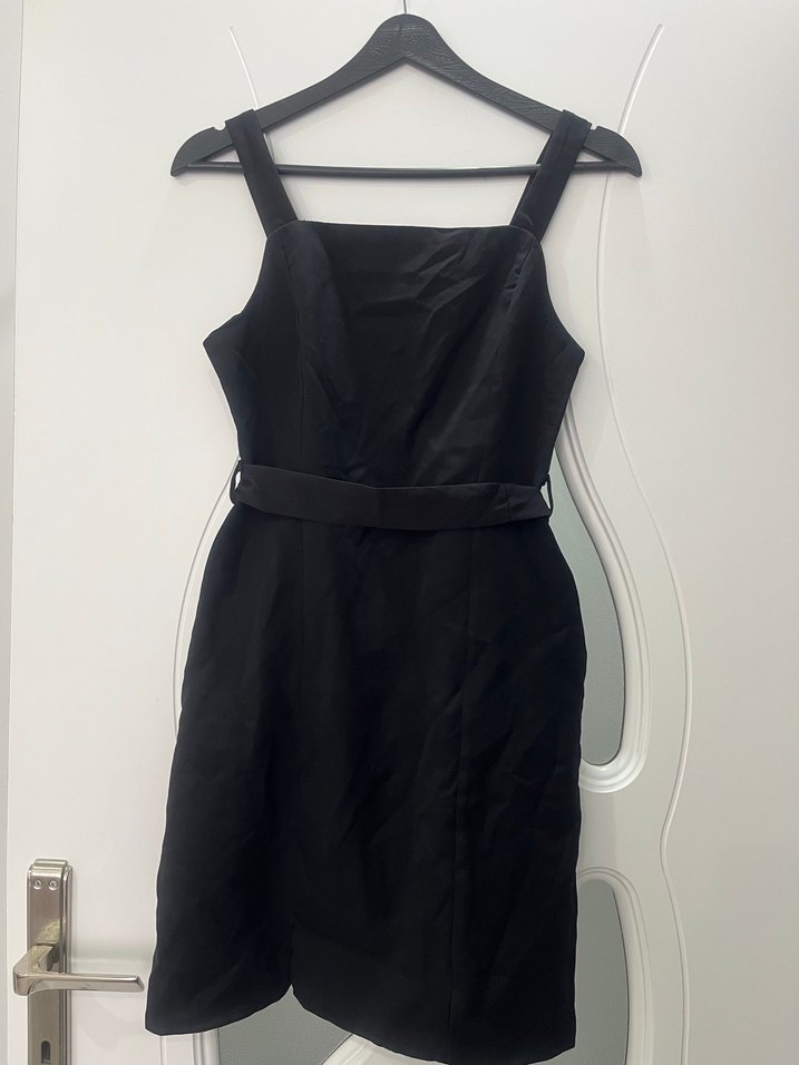 Trendyol Siyah Parıltılı Midi Straplez Elbise - Görsel 2