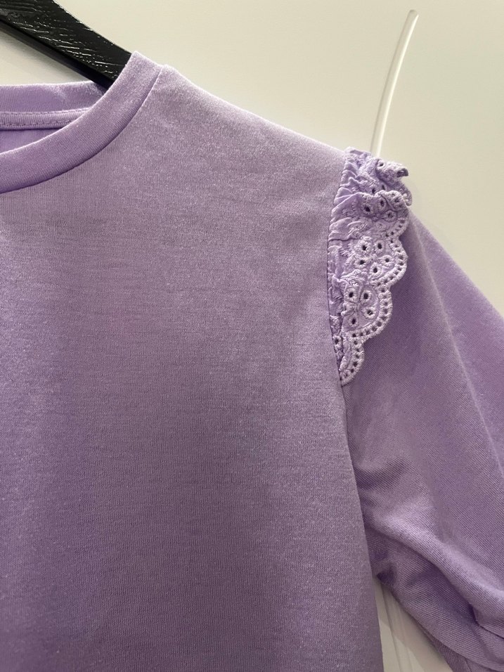 Mor Kısa Kollu Fırfırlı Tişört - Görsel 2
