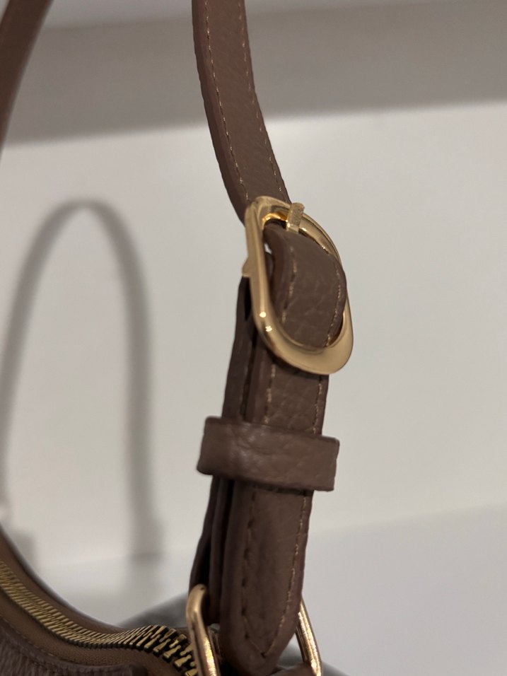 Bej Deri Kadın Omuz Çantası - Görsel 5