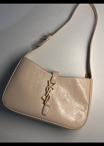 Bej Parlak Deri Kadın Omuz Çantası - Görsel 2