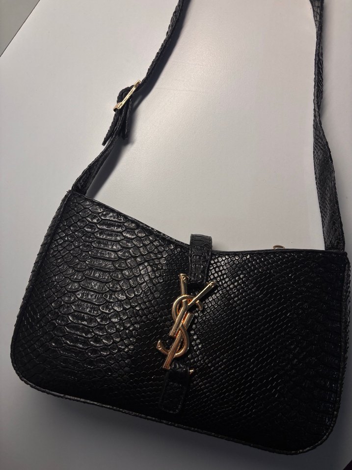 Ysl Siyah Yılan Derisi Desenli Kadın Çanta - Görsel 4