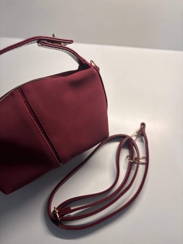 Bordo Süet Kadın Çanta - Görsel 2