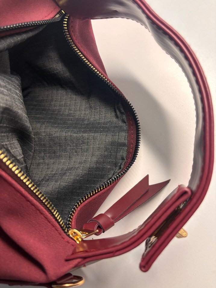 Bordo Süet Kadın Çanta - Görsel 3