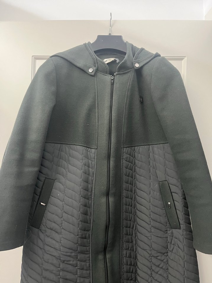 Kadın Siyah Uzun Kapitone Kaban - Görsel 2