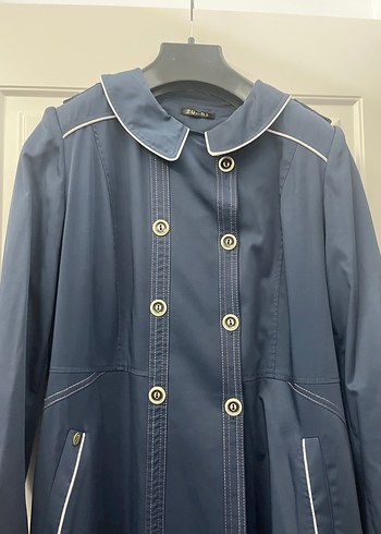 Lacivert Düğmeli Uzun Kadın Klasik Kap - Görsel 2