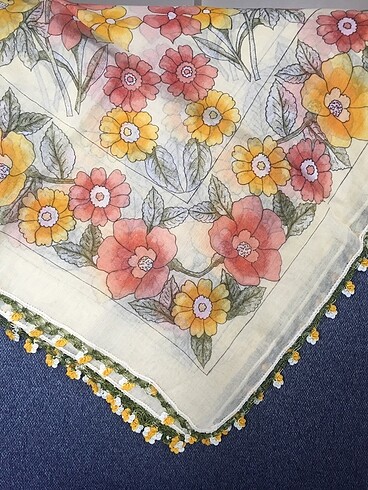 Oyalı yazma çember tülbent - Görsel 6