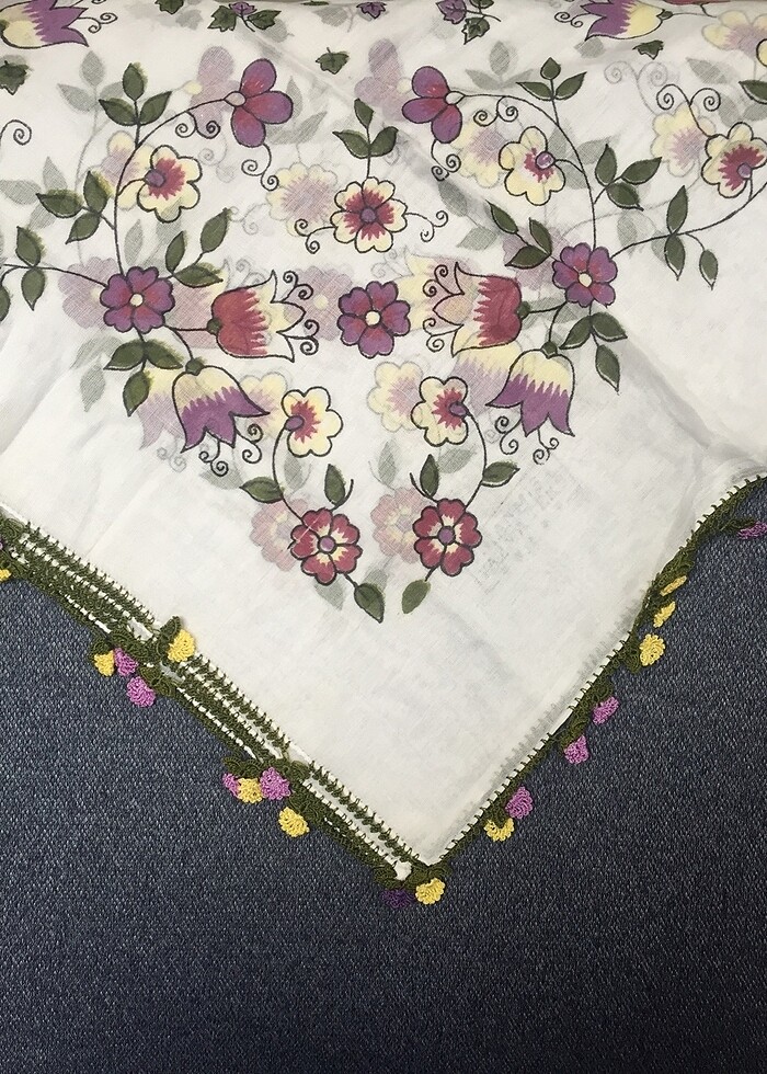 Oyalı yazma çember tülbent - Görsel 2