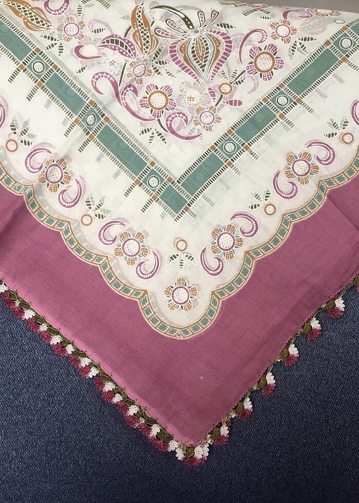 Oyalı yazma çember tülbent - Görsel 4