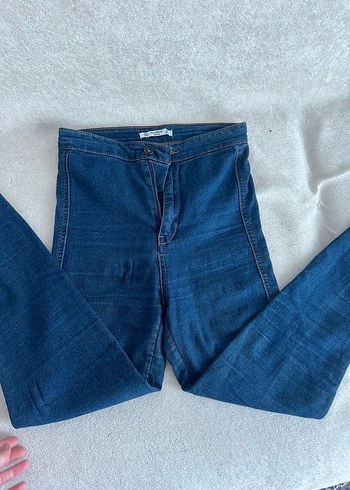 Pull and Bear Mavi Slim Fit Midi Kadın Jean