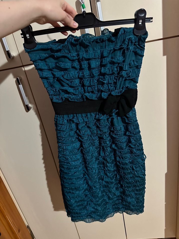 Mavi fırfırlı elbise - Görsel 4