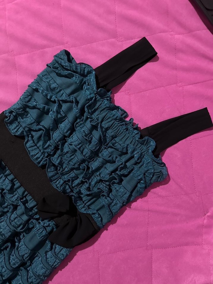 Mavi fırfırlı elbise - Görsel 5