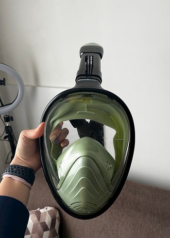 Haki Renkli Tam Yüz Dalış Maskesi Velcro Kayışlı - Görsel 8