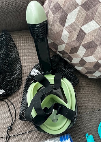 Haki Renkli Tam Yüz Dalış Maskesi Velcro Kayışlı - Görsel 6