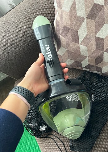 Haki Renkli Tam Yüz Dalış Maskesi Velcro Kayışlı - Görsel 5