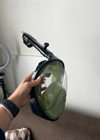 Haki Renkli Tam Yüz Dalış Maskesi Velcro Kayışlı - Görsel 7