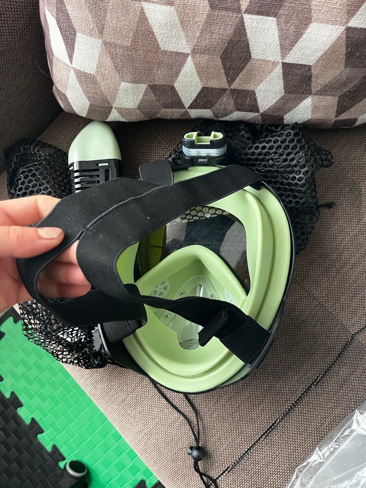 Haki Renkli Tam Yüz Dalış Maskesi Velcro Kayışlı - Görsel 3