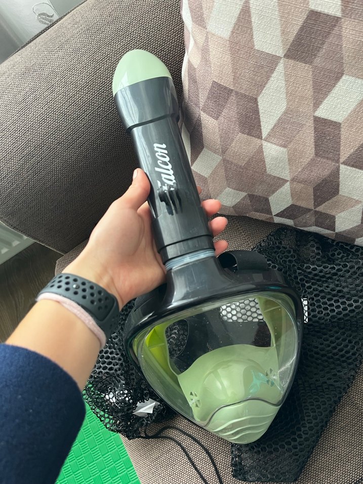 Haki Renkli Tam Yüz Dalış Maskesi Velcro Kayışlı - Görsel 5