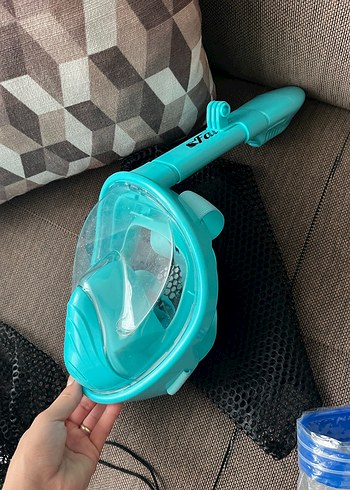 Turkuaz Tam Yüz Dalış Maskesi fullface - Görsel 10