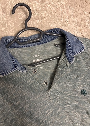 Erkek mavi  Düğmeli Polo Tişört - Görsel 4