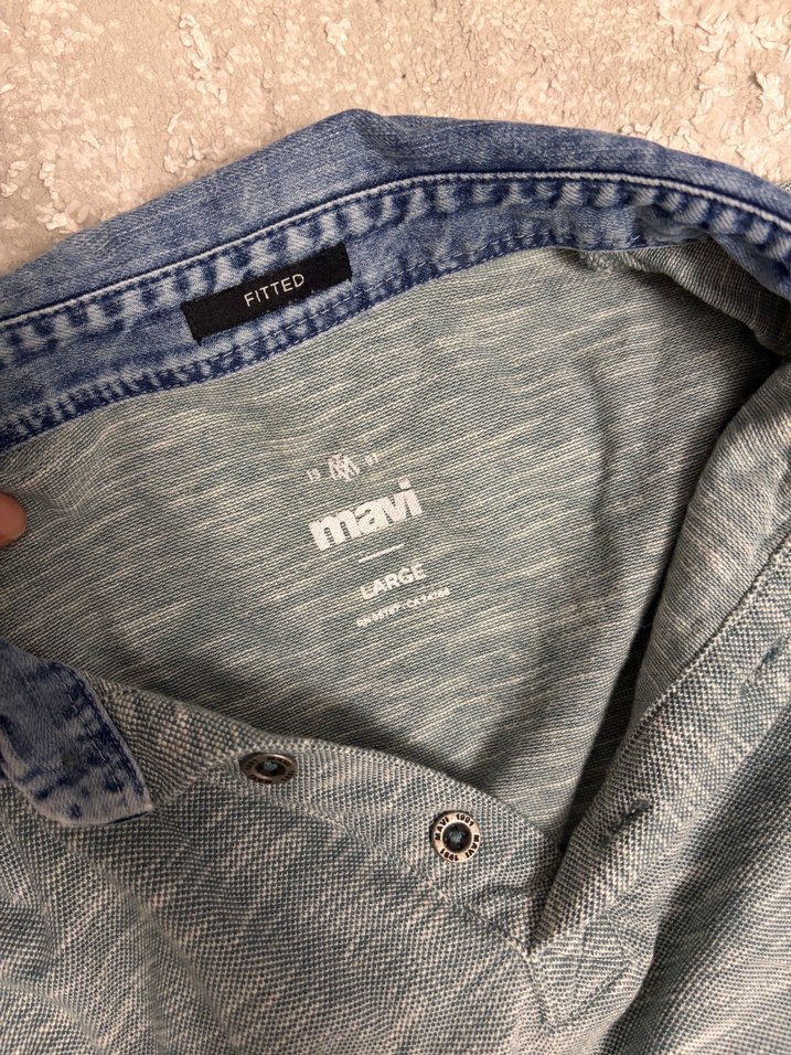 Erkek mavi  Düğmeli Polo Tişört - Görsel 5