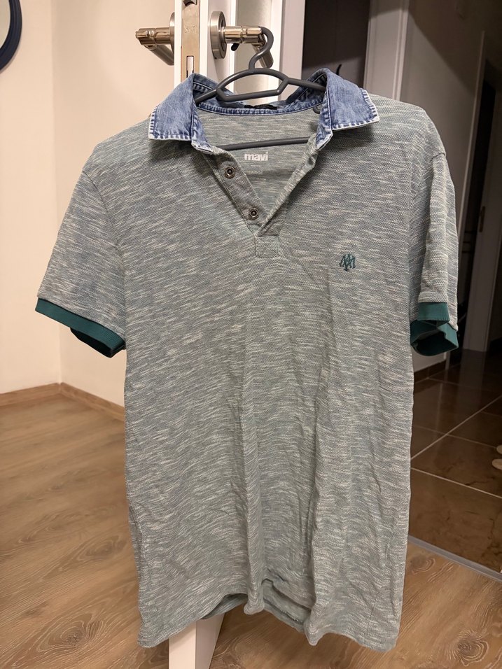 Erkek mavi  Düğmeli Polo Tişört - Görsel 3