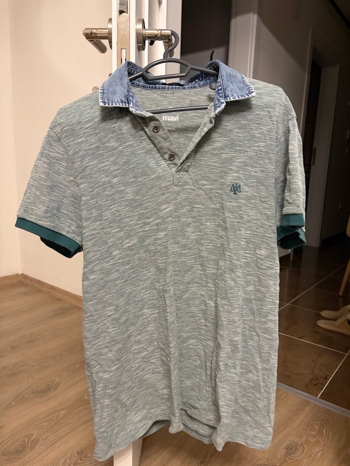 Erkek mavi  Düğmeli Polo Tişört - Görsel 2