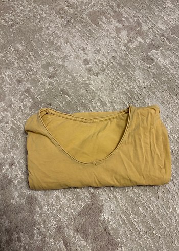 Sarı V Yaka Erkek Keten Tişört - Görsel 6