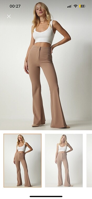 Kadın bej ispanyol paça pantolon sıfır etiketli - Görsel 5