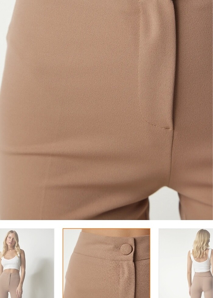 Kadın bej ispanyol paça pantolon sıfır etiketli - Görsel 2