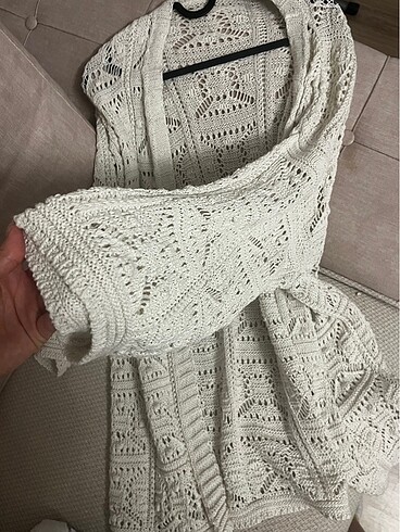 Beyaz kadın bikini üstü yazlık pareo hırka örgü model - Görsel 6