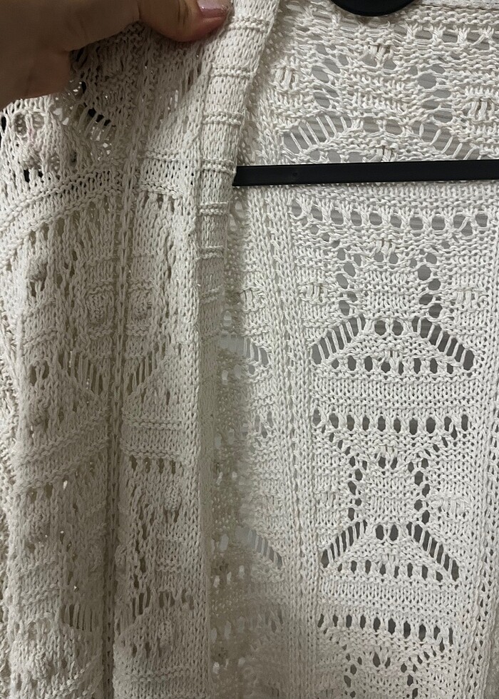 Beyaz kadın bikini üstü yazlık pareo hırka örgü model - Görsel 4